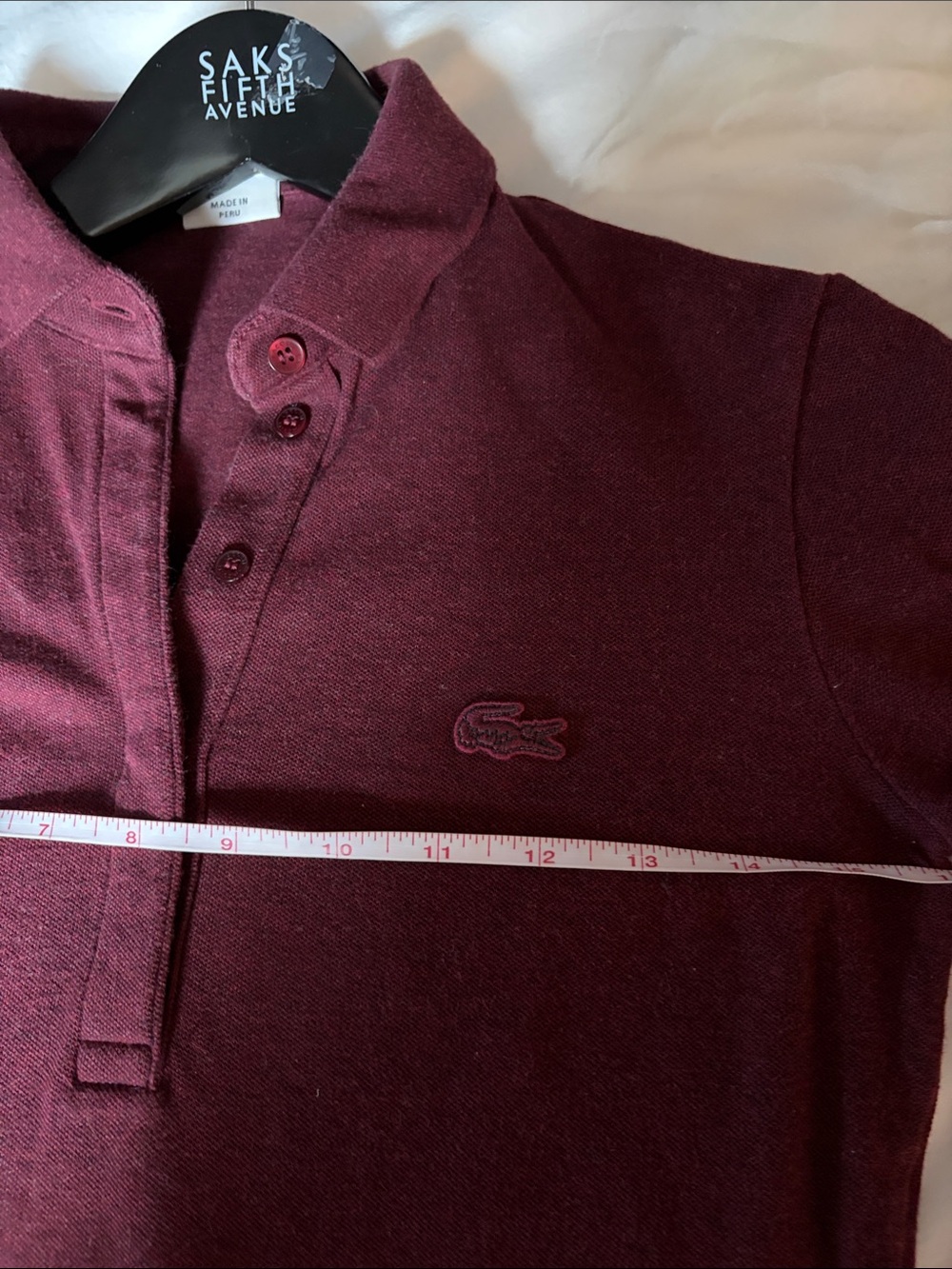 Lacoste Womerns Burgundy Polo with Embroidered Crocodile - Picture 5 of 6